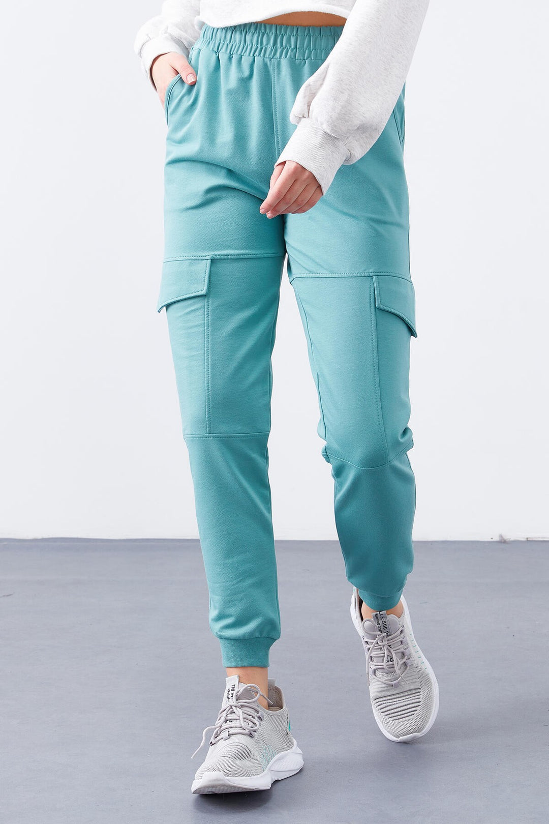 Tmy Mint Green Cargo Pocket Комфортный подгоняющий женские спортивные штаны - 94581 - Llanelli