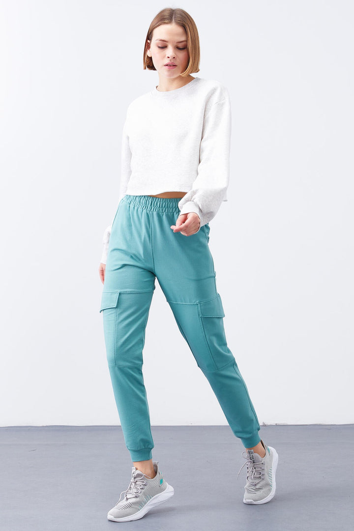 Tmy Mint Green Cargo Pocket Комфортный подгоняющий женские спортивные штаны - 94581 - Llanelli