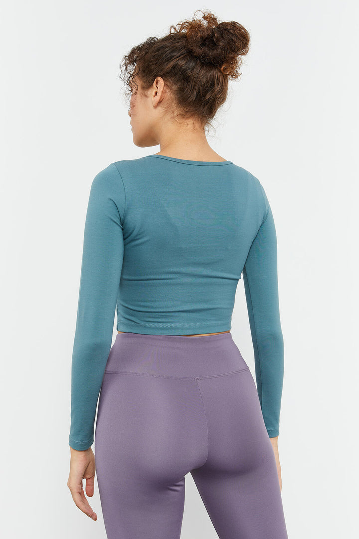 TMY Mint Green с длинным рукавом Slim Fit o Nece Fort Form Top Top футболка - 97150 - Dortmund