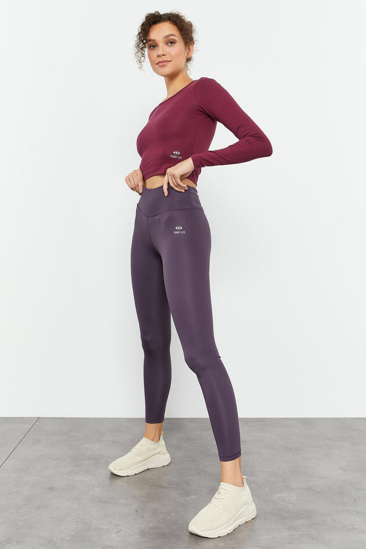 TMY Purple High Waist Stretch Slim Fit Skinny Leg Women's Leggings - 94545 - Leominster