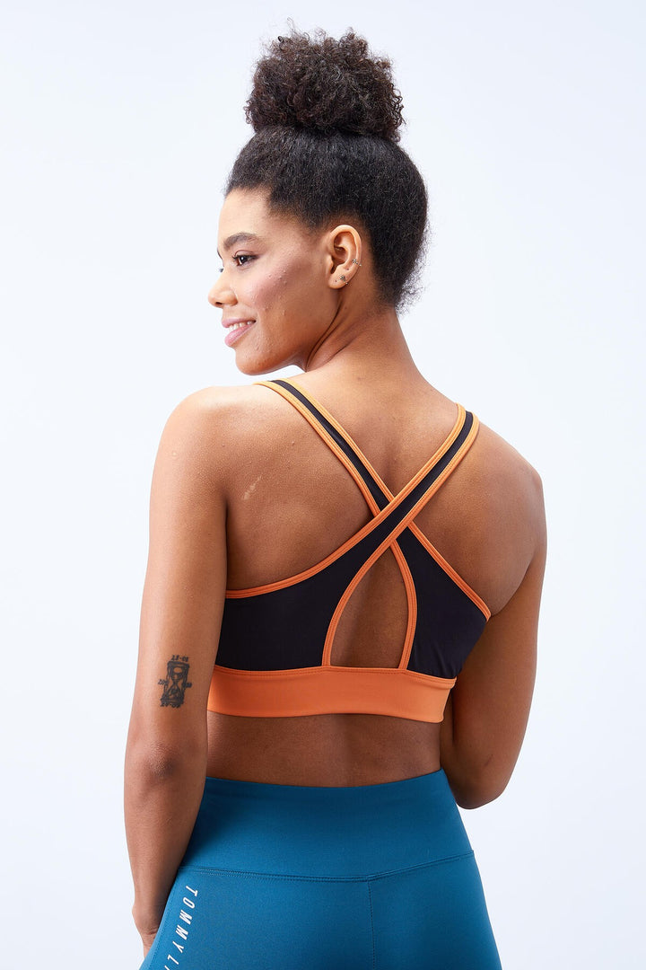 TMY Orange Cross Back Detail Slim Fit Scoop Neck Padded Women's Sports Bra - 97121 - Arezzo