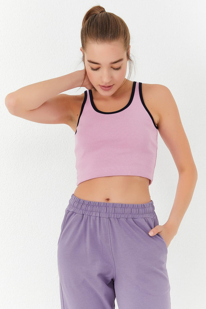 TMY Pink Basic Zero Sleeve Tight Fit U Neck Women's Crop Top Tank Top - 97162 - Tacámbaro de Codallos