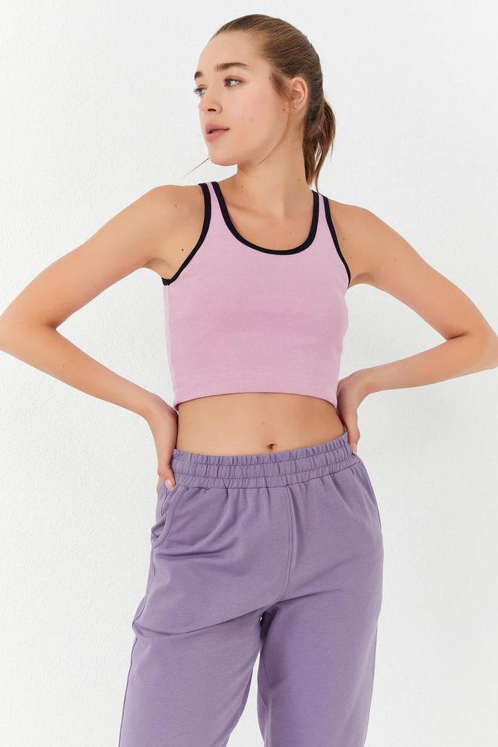 TMY Pink Basic Zero Sleeve Tight Fit U Neck Women's Crop Top Tank Top - 97162 - Tacámbaro de Codallos