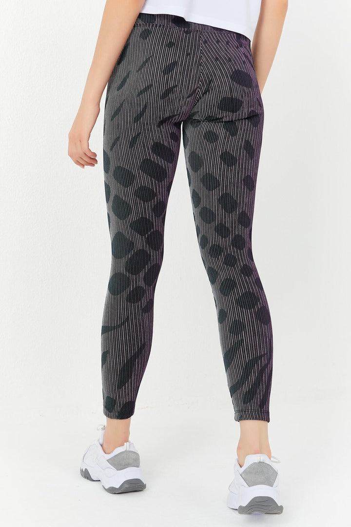 TMY Pink Patterned High Waisted Slim Fit Women's Leggings with Lurex - 94604 - Vallejo