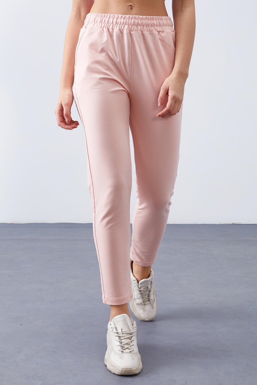 TMY Pink High Waist Jogger Comfortable Fit Slim Leg Women's Sweatpants - 94566 - Brentwood