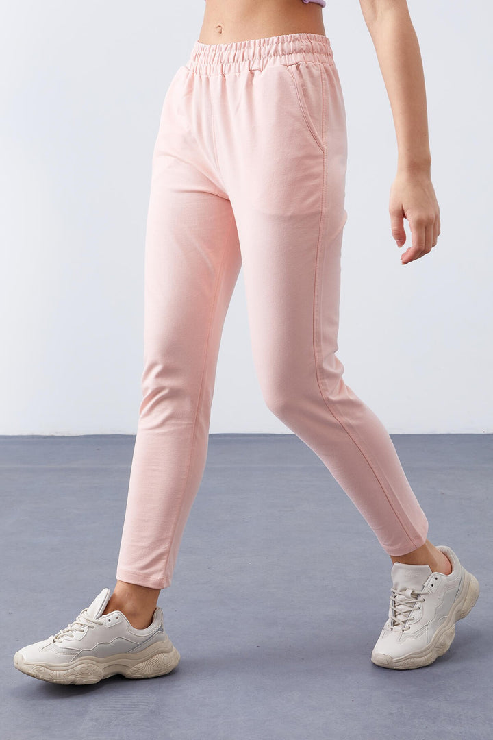 TMY Pink High Waist Jogger Comfortable Fit Slim Leg Women's Sweatpants - 94566 - Brentwood