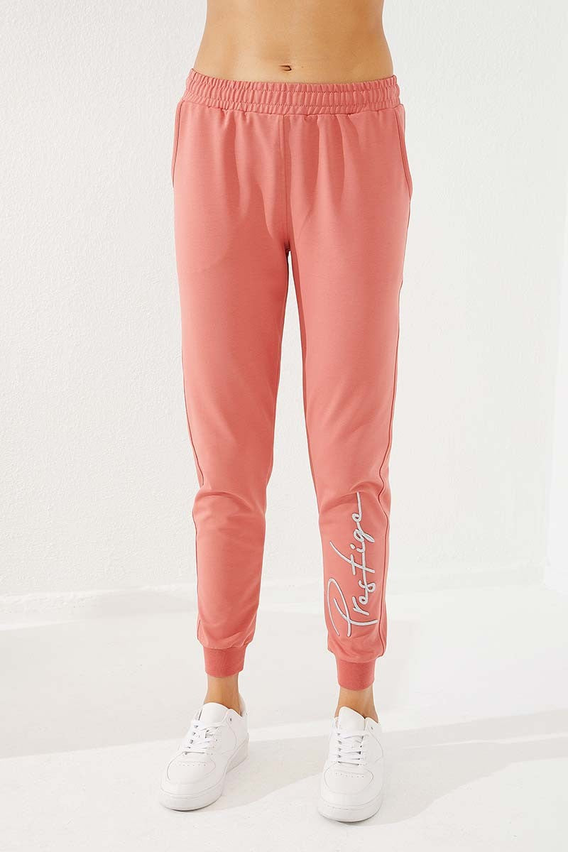 TMY Powder Printed Embroidered Jogger Comfortable Fit Cuffed Women's Sweatpants - 94578 - Gastonia