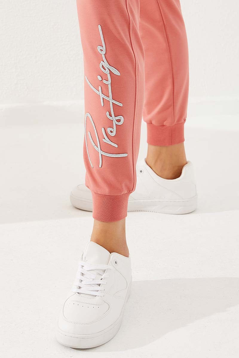 TMY Powder Printed Embroidered Jogger Comfortable Fit Cuffed Women's Sweatpants - 94578 - Gastonia