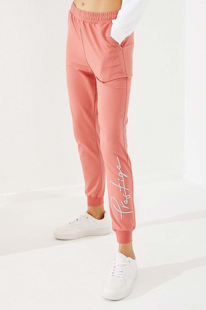 TMY Powder Printed Embroidered Jogger Comfortable Fit Cuffed Women's Sweatpants - 94578 - Gastonia