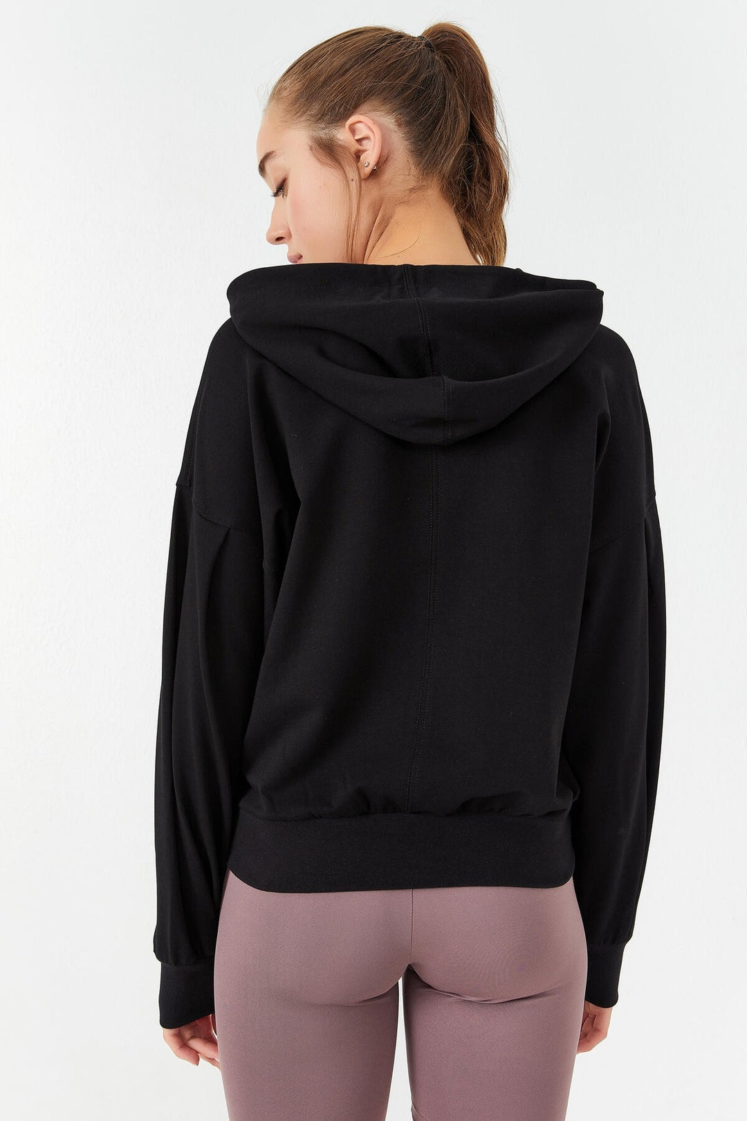 TMY Black Balloon Sleeve Hooded Women's Oversized Sweatshirt - 97156 - Dnipro