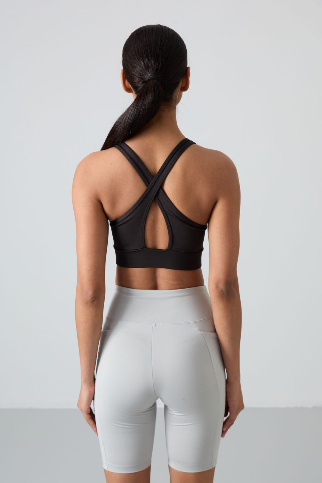 TMY Black Cross Back Detail Slim Fit U Neck Padded Women's Sports Bustier - 97121 - Sioux Falls