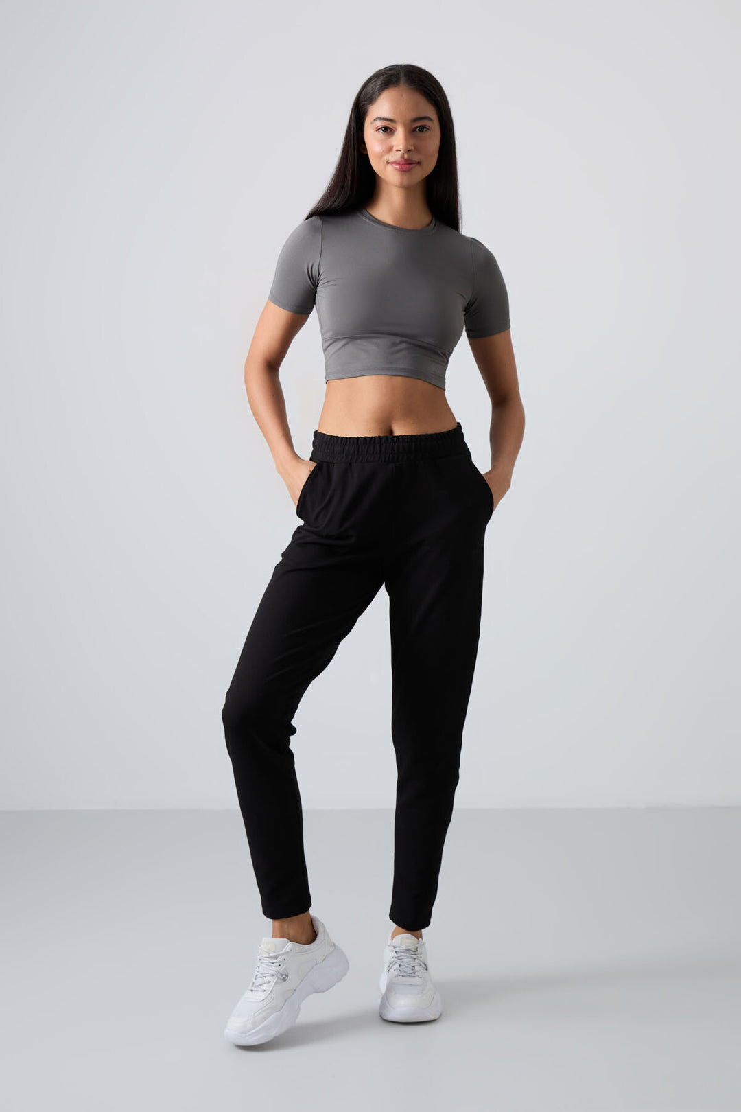 TMY Black Zippered Cuffed Pocketed Comfort Fit Women's Sweatpants - 94246 - Dronten