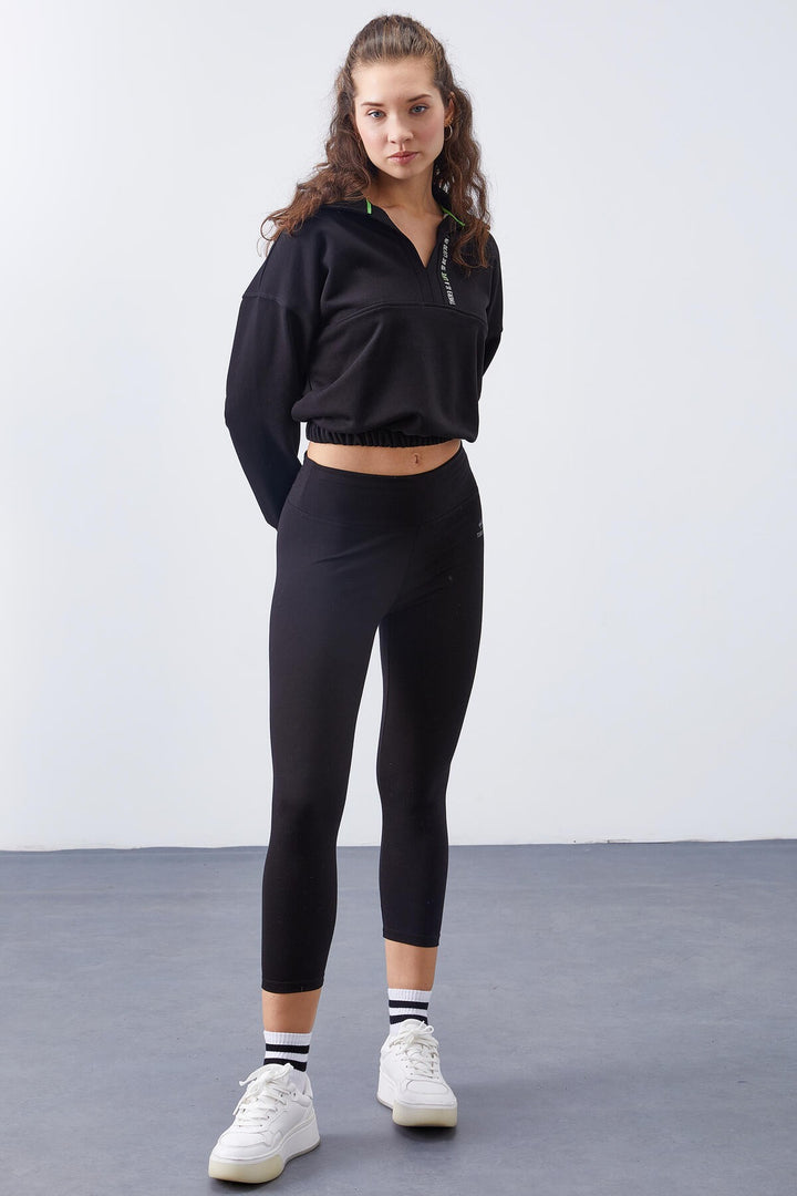 TMY Black Polo Neck Hem Ruched Women's Oversized Sweatshirt - 97180 - Town Country