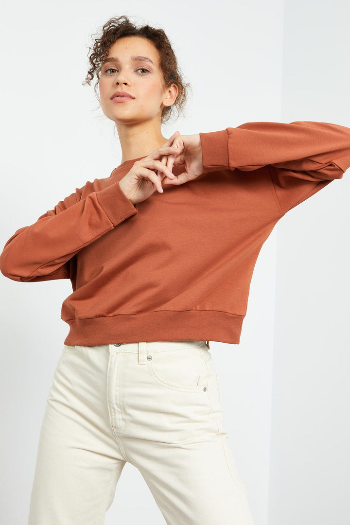 TMY Cinnamon Basic Comfort Fit سويت شيرت نسائي برقبة دائرية - 97114 - بارك ريدج