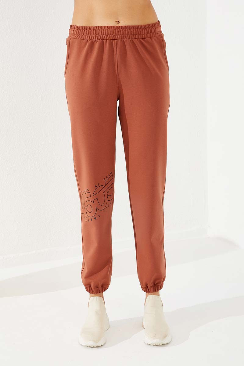 TMY Cinnamon Printed Comfort Fit Elastic Cuff Women's Sweatpants - 94575 - Arden-Arcade