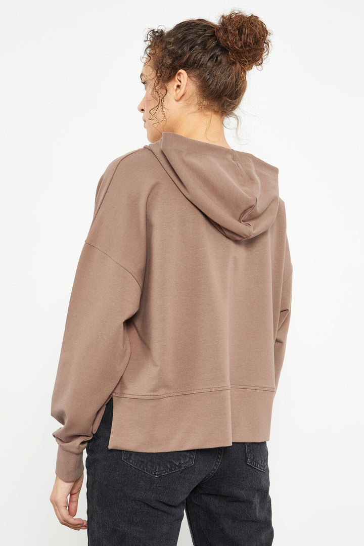 TMY Soil Writing Embroidered Hooded Basic Women's Oversize Sweatshirt - 97164 - Boadilla del Monte