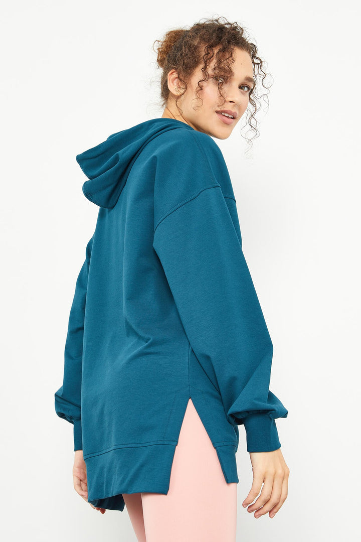 TMY Emerald Balloon Sleeve Embroidered Women's Oversized Tunic Sweatshirt - 97163 - Évry