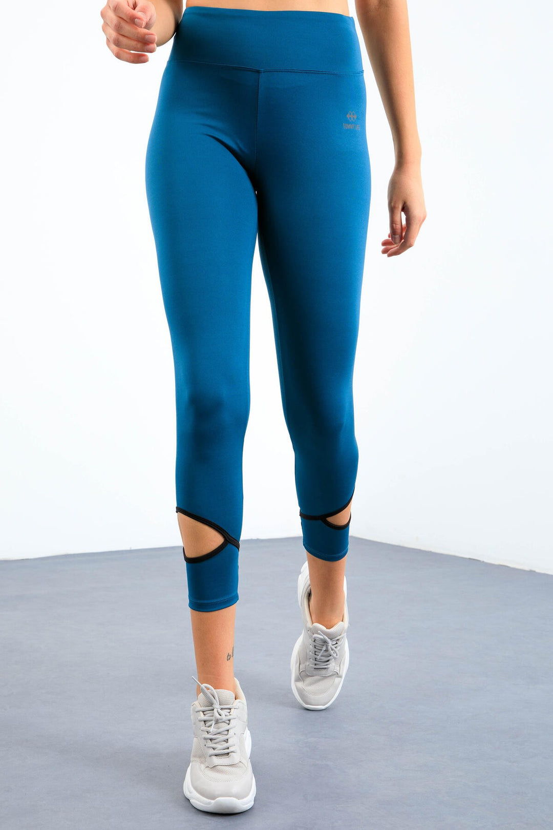 TMY Emerald Wrist High Waist Slim Fit Skinny Leg Women's Leggings with Windowed Ankles - 94610 - Poti