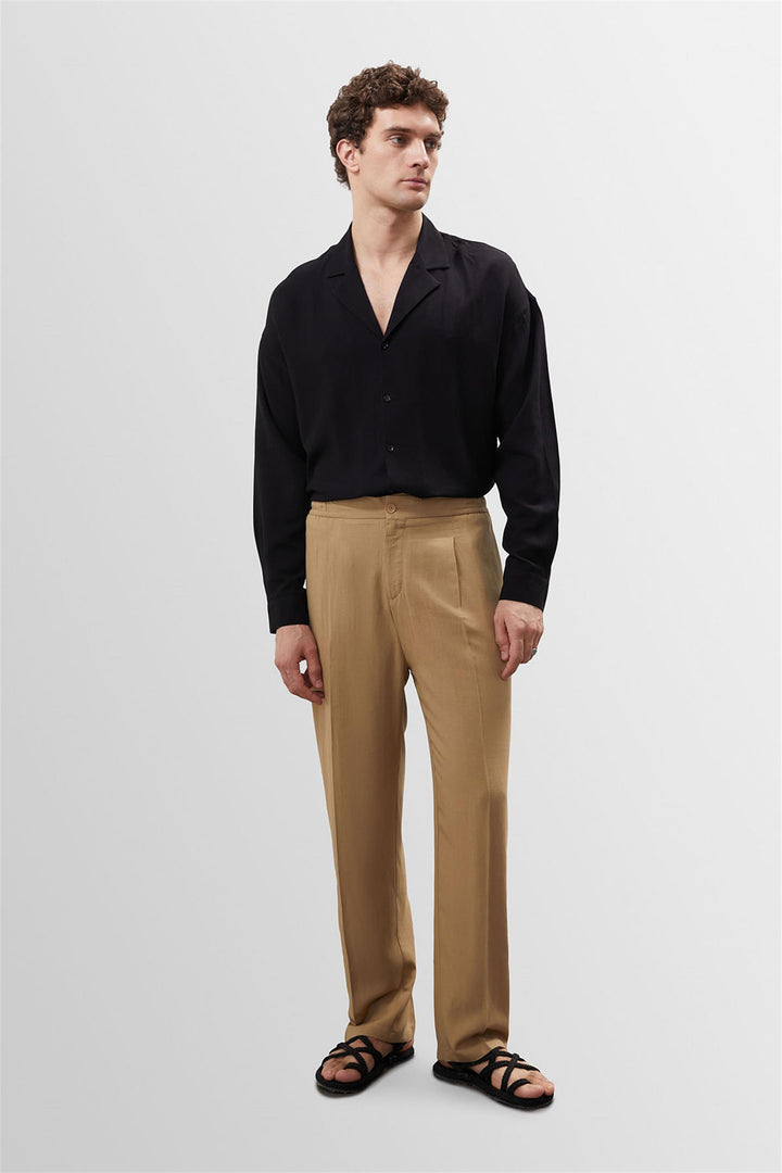 ANT High Waist Pleated Linen Blend Men's Trousers - Cortlandt