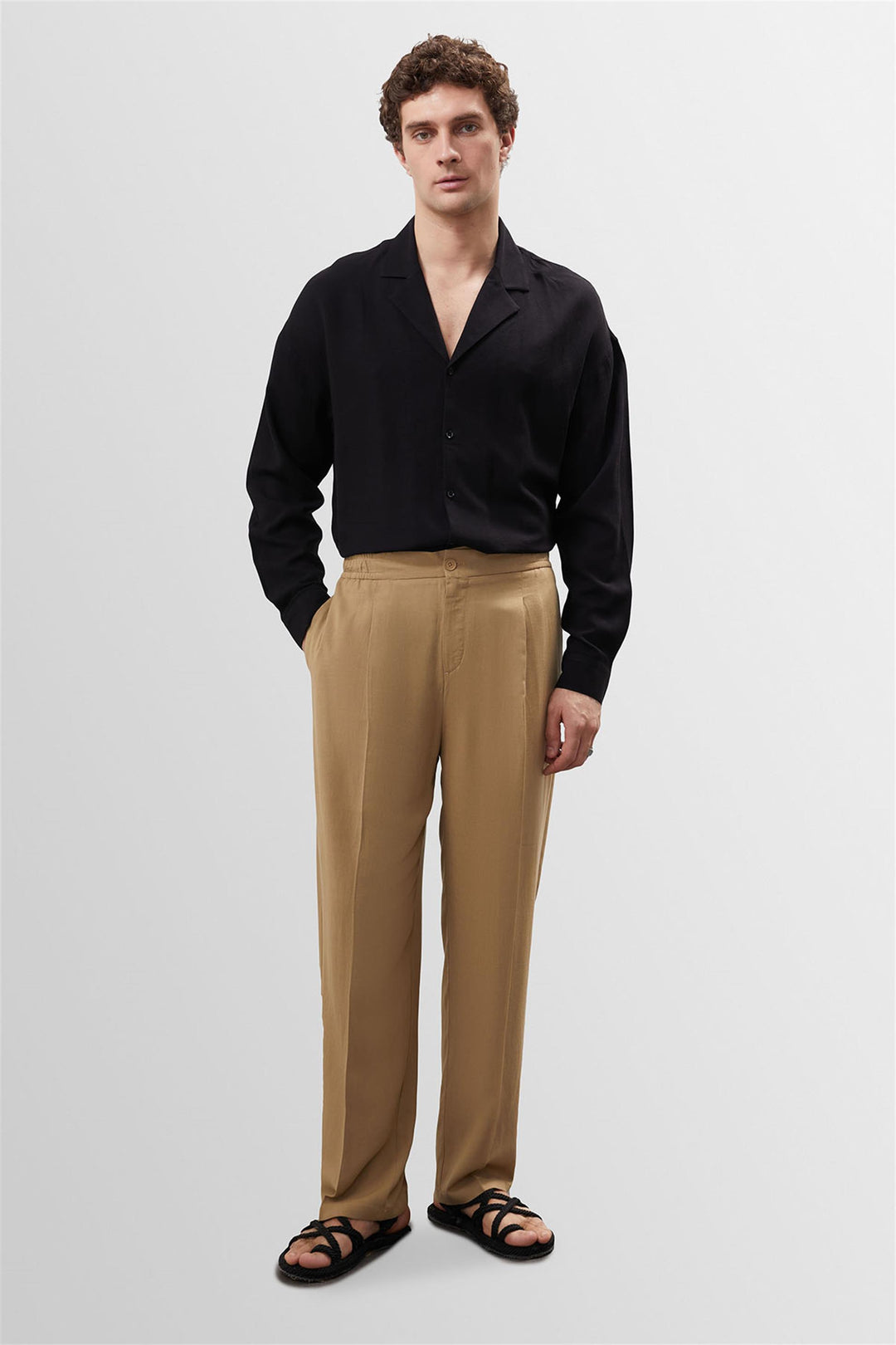 ANT High Waist Pleated Linen Blend Men's Trousers - Cortlandt