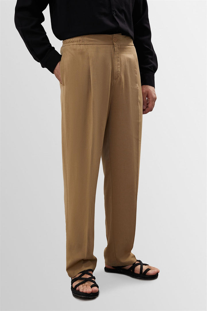 ANT High Waist Pleated Linen Blend Men's Trousers - Cortlandt