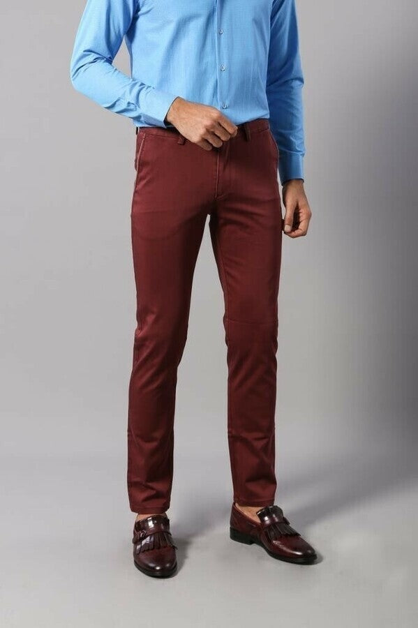 WSS Patch Pocket Burgundy Men's Trousers  - Singen