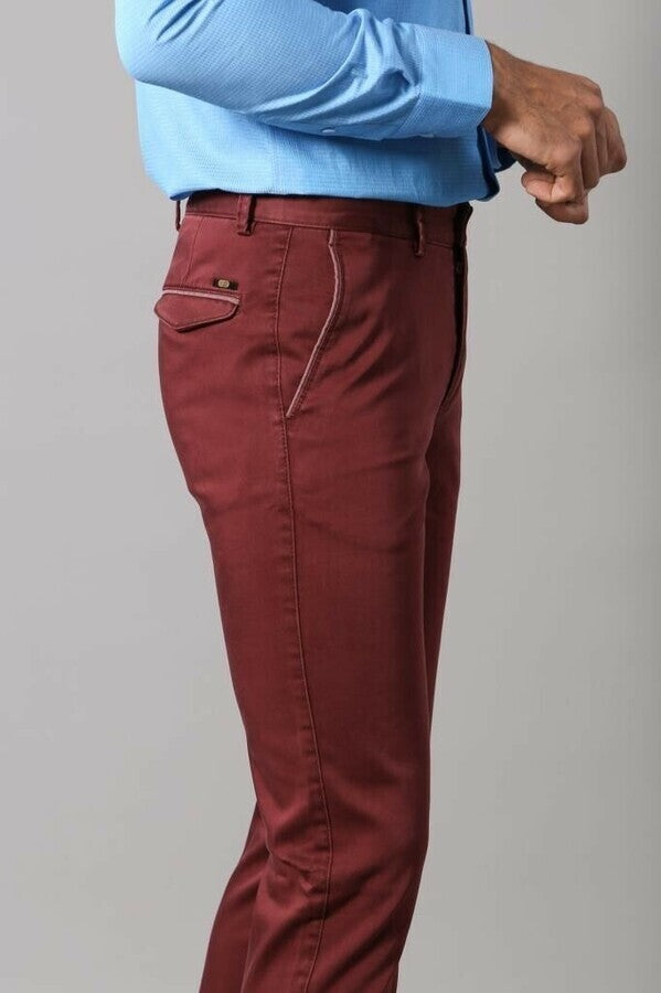 WSS Patch Pocket Burgundy Men's Trousers  - Singen