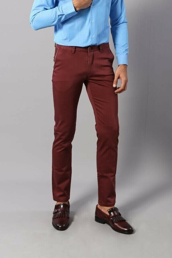 WSS Patch Pocket Burgundy Men's Trousers  - Singen