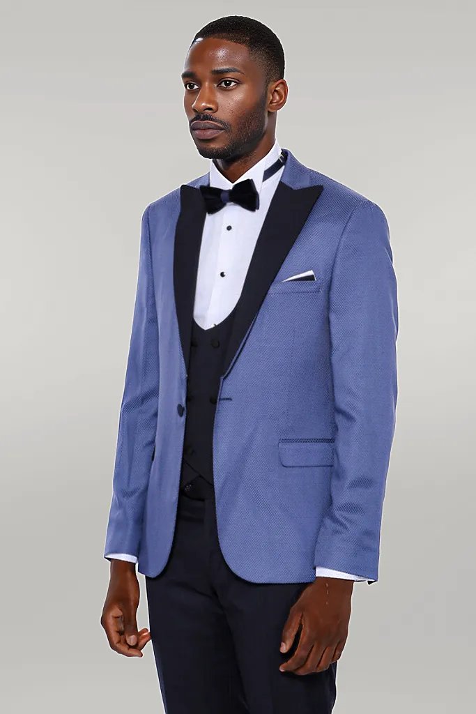 WSS Patterned Blazer Navy Blue Mens Tuxedo  - Singen