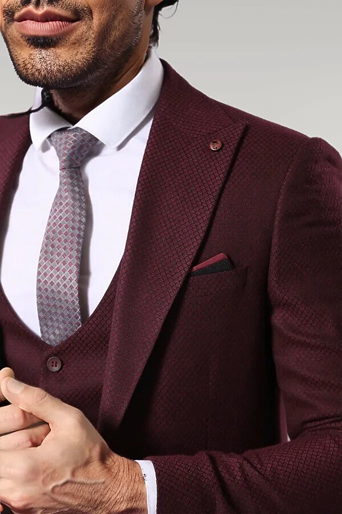 WSS Patterned Burgundy Suit  - Singen