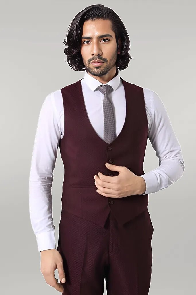 WSS Patterned Burgundy Suit  - Singen