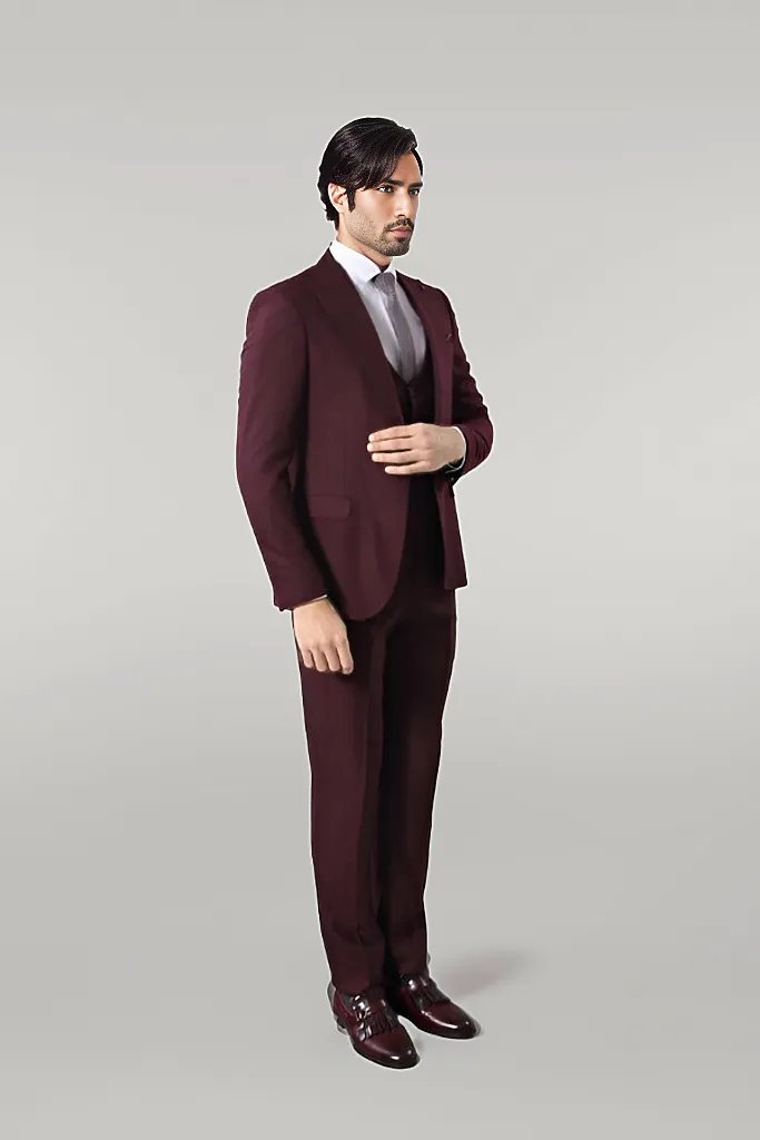 WSS Patterned Burgundy Suit  - Singen