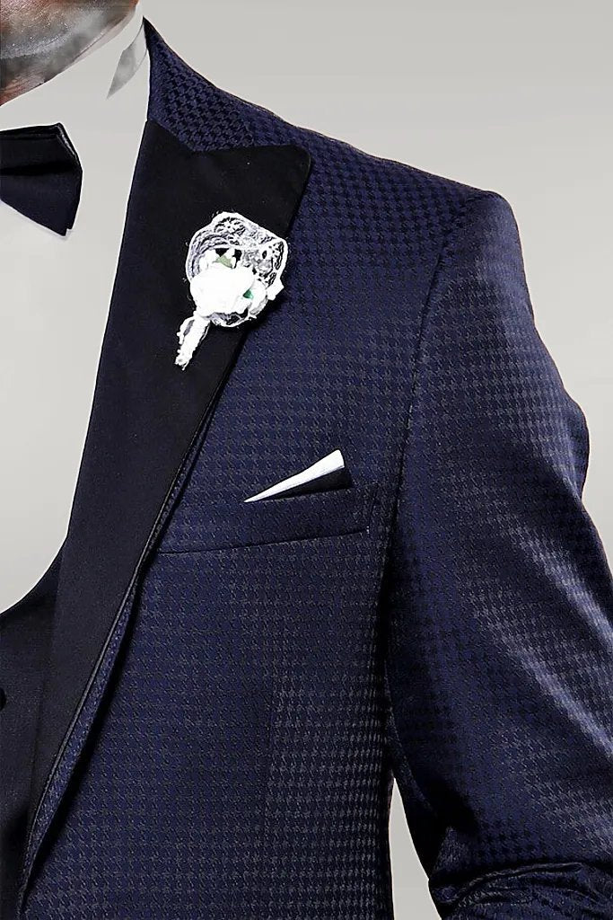 WSS Patterned Jacket Combined Navy Blue Tuxedo  - Singen