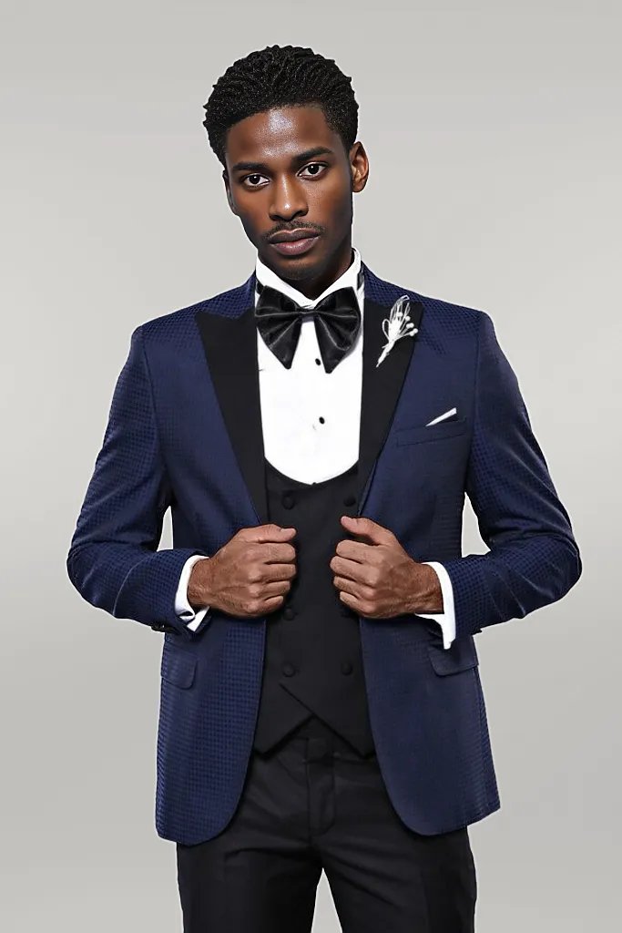 WSS Patterned Jacket Navy Blue Tuxedo  - Singen