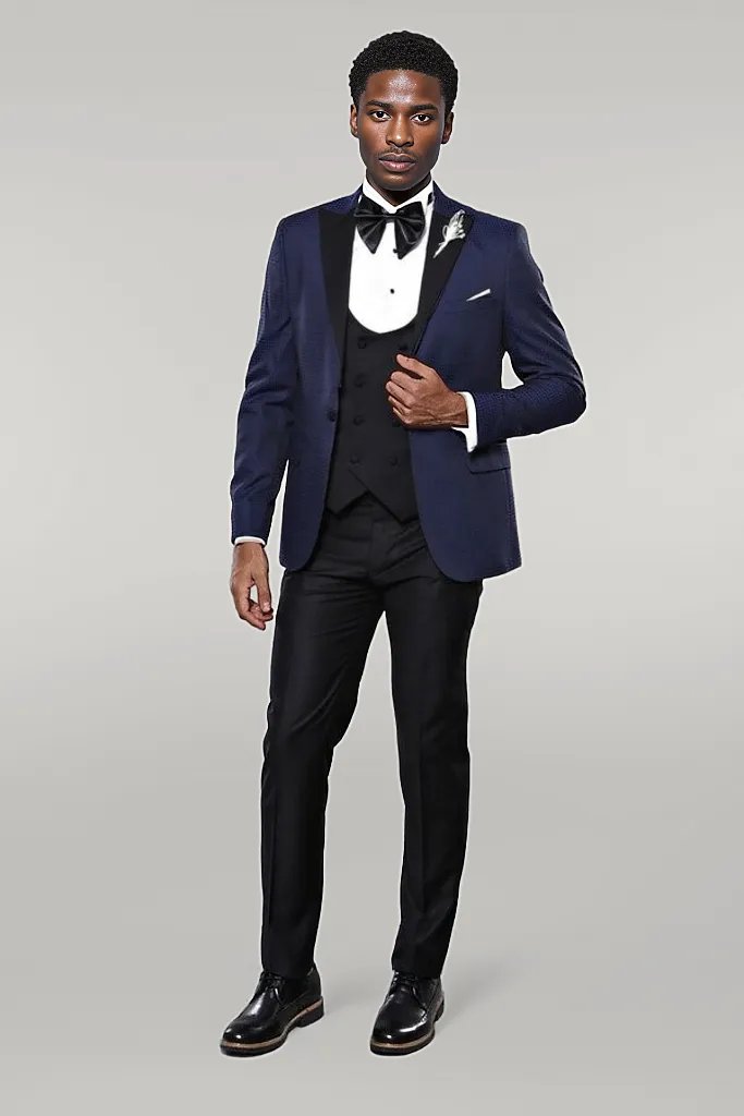 WSS Patterned Jacket Navy Blue Tuxedo  - Singen