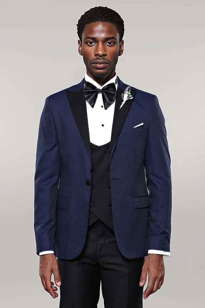 WSS Patterned Jacket Navy Blue Tuxedo  - Singen