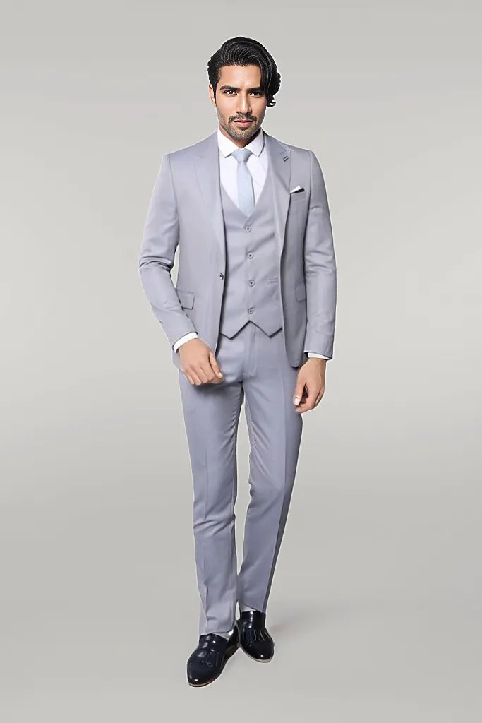 WSS Patterned Light Blue 3 Piece Suit  - Singen