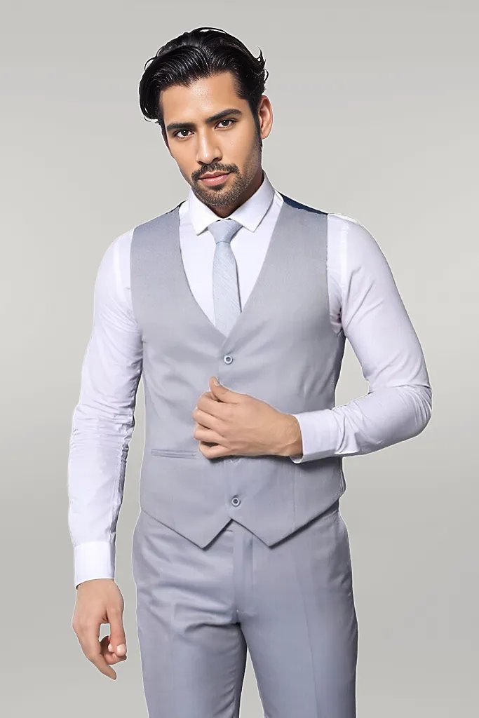 WSS Patterned Light Blue 3 Piece Suit  - Singen