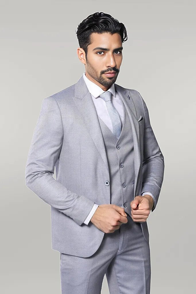 WSS Patterned Light Blue 3 Piece Suit  - Singen