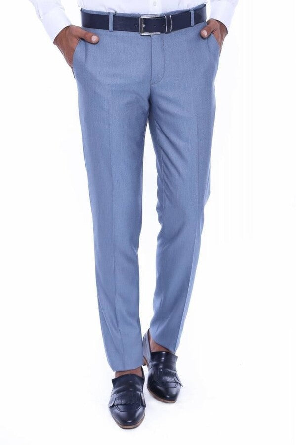 WSS Patterned Light Blue Men Trousers  - Singen