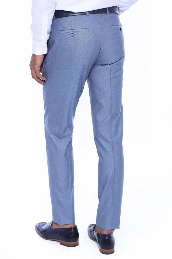 WSS Patterned Light Blue Men Trousers  - Singen