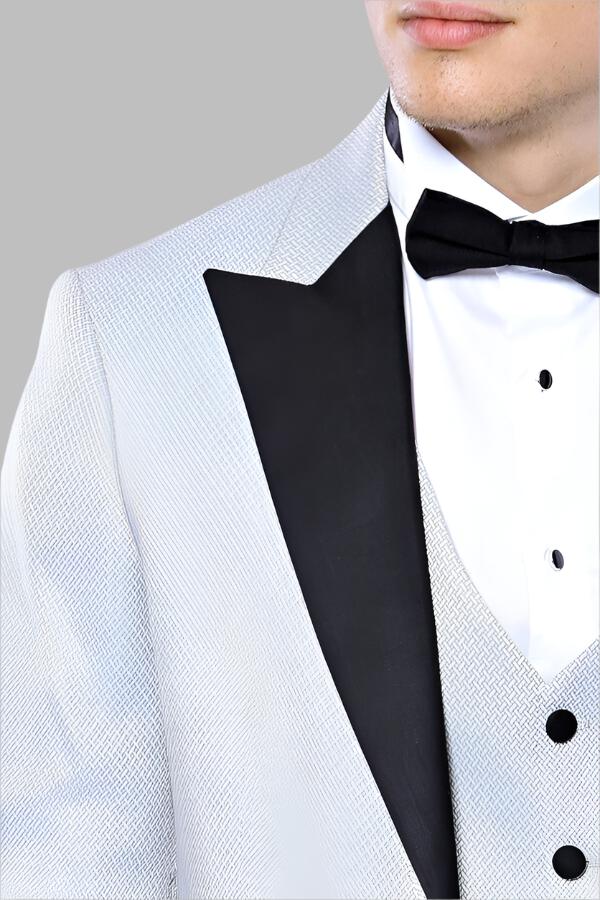 WSS Patterned Removable Lapel Grey Tuxedo  - Singen