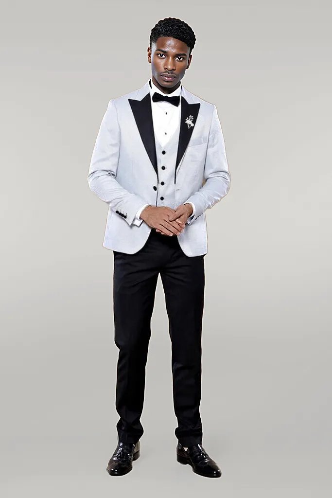 WSS Patterned Removable Lapel Grey Tuxedo  - Singen