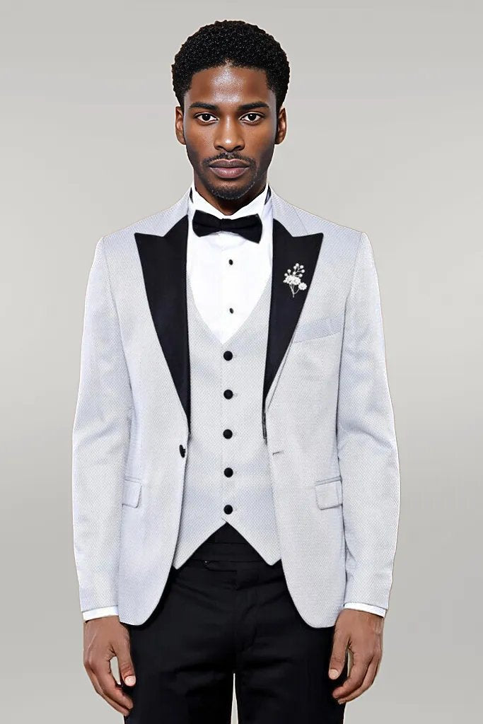 WSS Patterned Removable Lapel Grey Tuxedo  - Singen