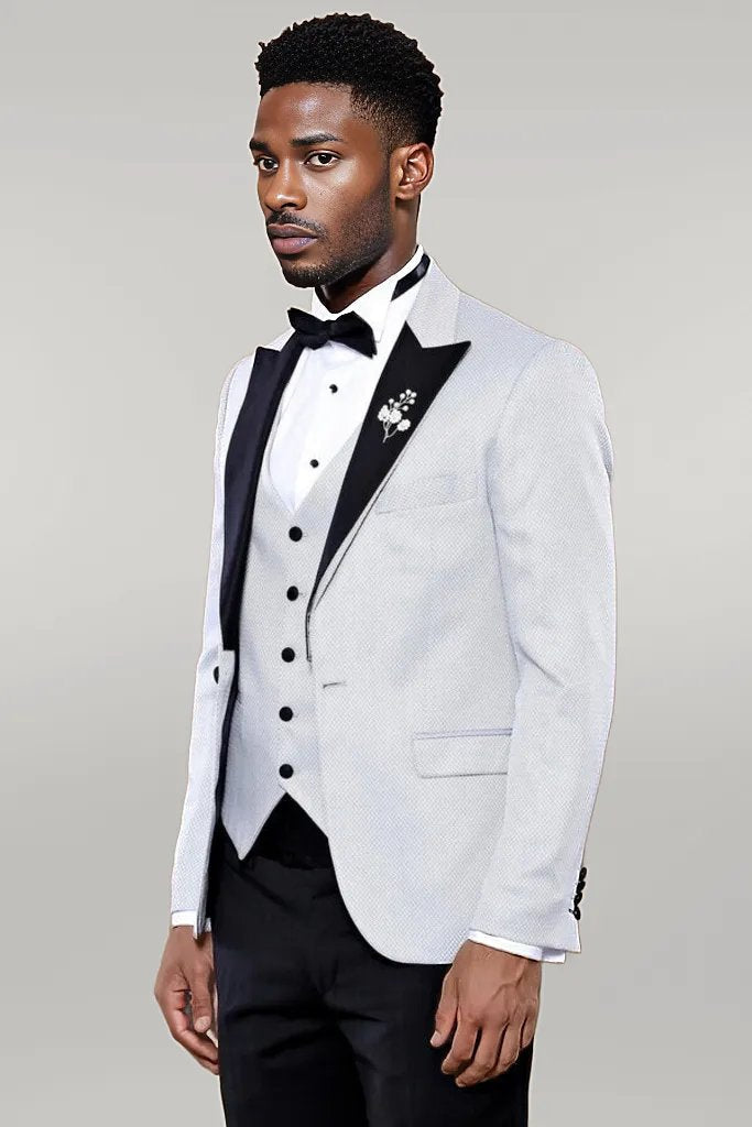 WSS Patterned Removable Lapel Grey Tuxedo  - Singen