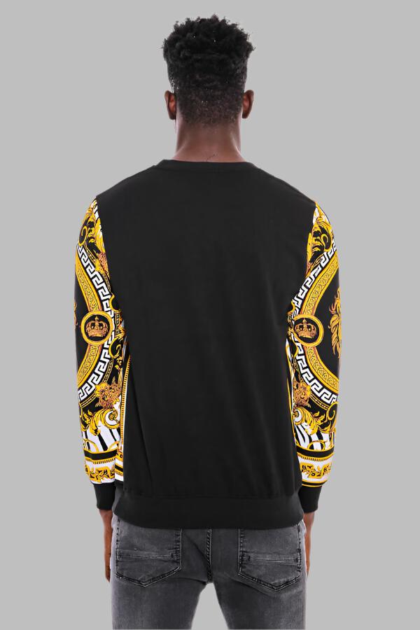 WSS Patterned Slim Fit Yellow Black Men's Sweatshirt  - Singen