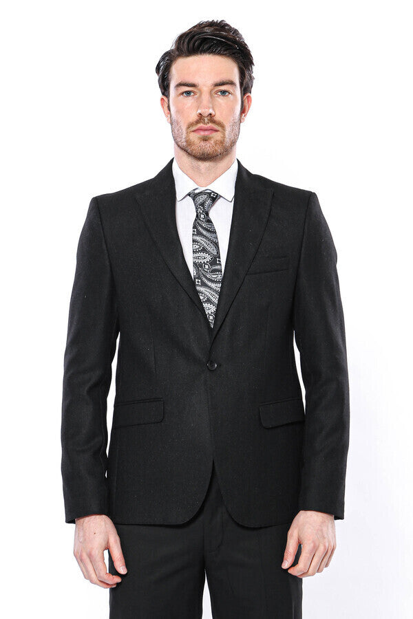 WSS Peak Lapel Black Blazer  - Singen