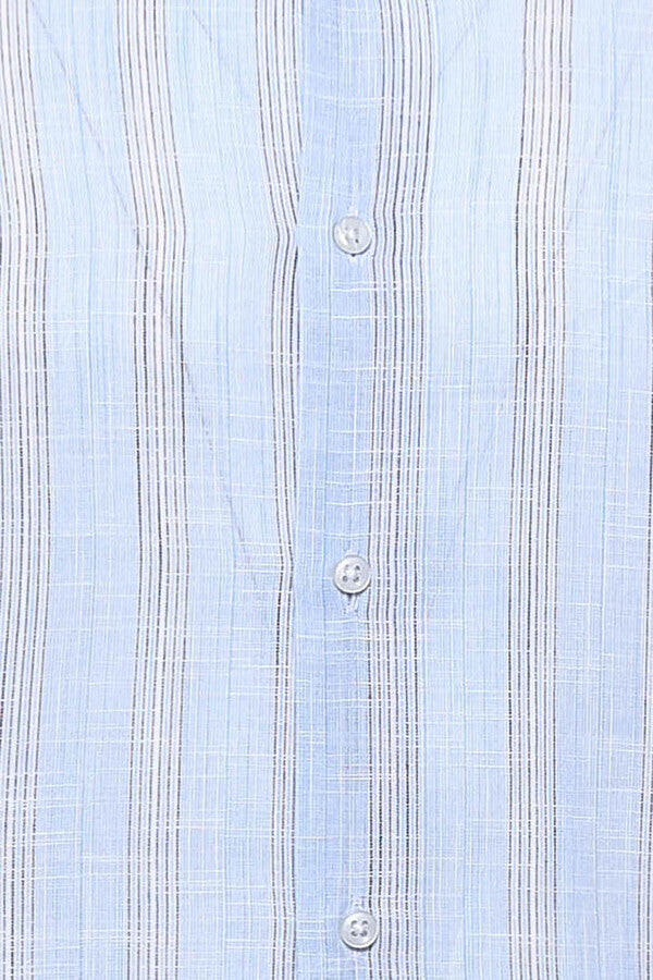 WSS Sky Blue Striped Men's Shirt  - Singen