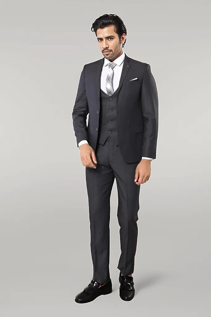 WSS Plain Vested Anthracite Men's Suit  - Singen