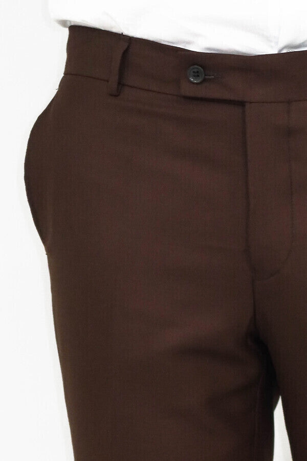 WSS Plain Brown Men Pants  - Singen